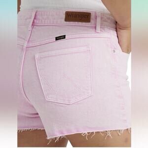 Wrangler Womens Size 12 Pink Denim Shorts Raw Hem NWT Stretch Jean Vintage Short